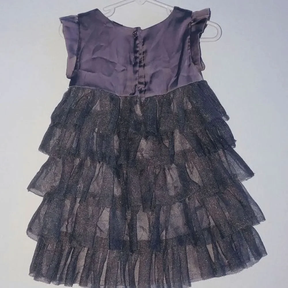 Baby gap 2T grey dress, with glittery tulle ruffles